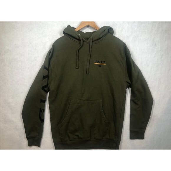 Avid Other - Avid Sportswear Hoodie Fish Till I'm Dead Olive Green Hooded Sweatshirt Men's L